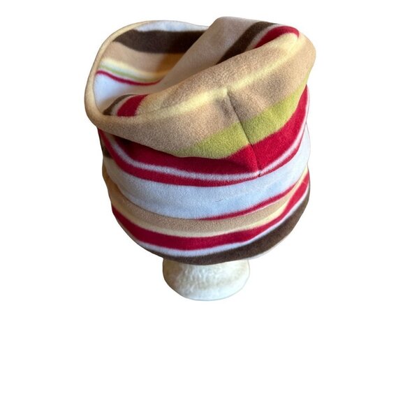 Lands End Striped Red Yellow Blue Fleece Winter Hat Cap Large - Picture 2 of 6